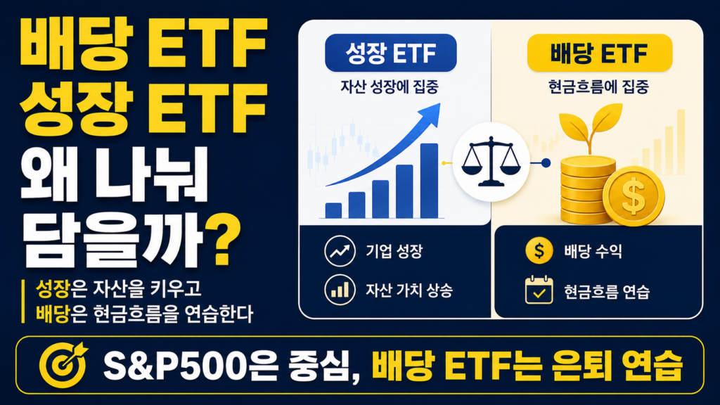 40대 가장이 배당 ETF와 성장 ETF를 역할별로 나눠 담는 이유를 설명한 투자 전략 썸네일